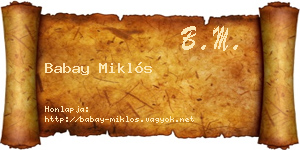 Babay Miklós névjegykártya